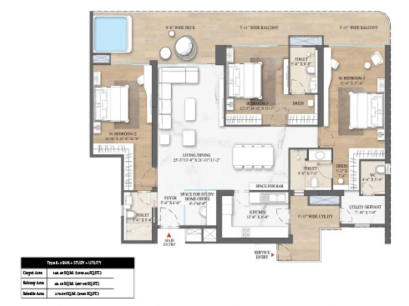 3 BHK Floor plan